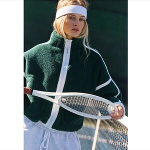 Free People FP Movement Mountain High Fleece Jacket — Small, Evergreen